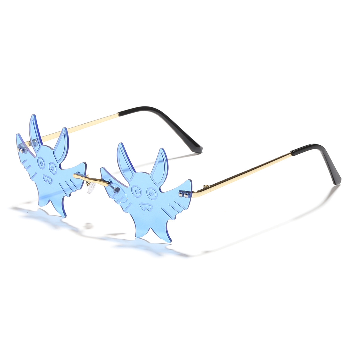 2023 nuevas gafas de sol de murciélago personalizadas europeas y americanas exageradas sin marco de recorte gafas de sol de las mujeres de comercio exterior transfronterizo