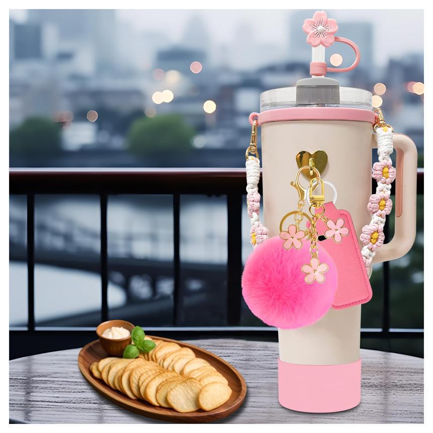 Pink Stanley Decoraciones Stanley Taza Accesorios Stanley Taza de vidrio de 30/40 onzas con asa