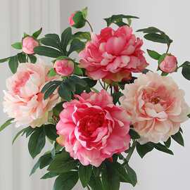 图迩牡丹花花假花摆设客厅摆件花束餐桌花艺装饰花塑料花插花