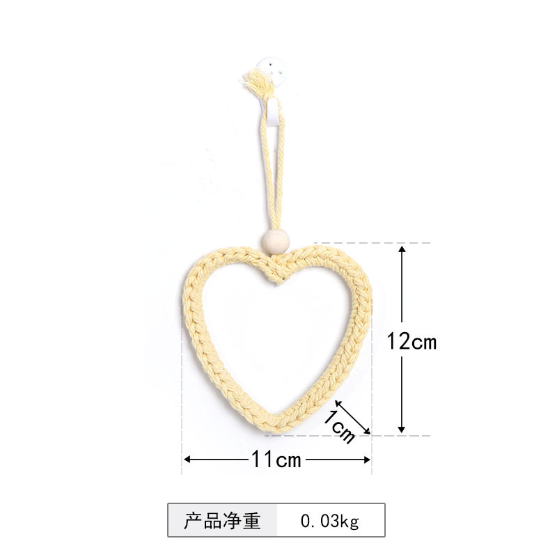Colgante de corazón de color macarón tejido a mano cuerda de algodón amor bolsas de automóviles creativas para el hogar pequeños colgantes frescos