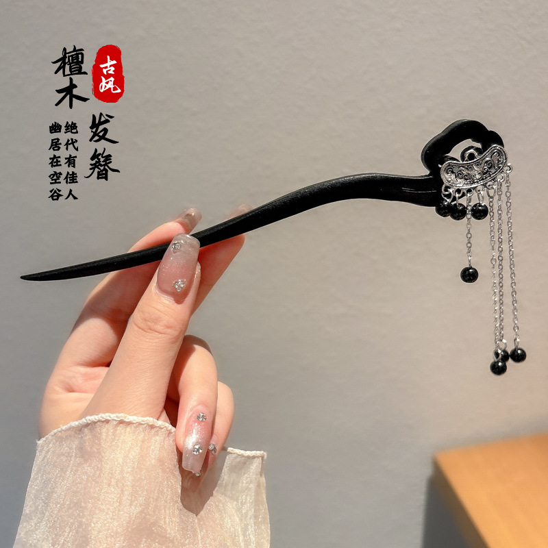 Pinzas de cabello de madera para mujeres nuevos pinzas de estilo chino de alto nivel diarios vestido de caballo de viaje antiguo sándalo bandeja de cabello pinzas de cabello tocado