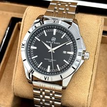 商务简约男士腕表电池石英表防水带日历休闲百搭手表实心钢带跨境