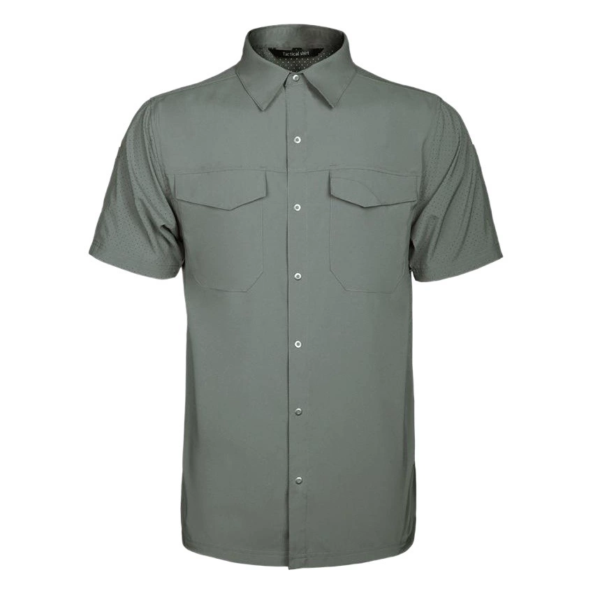 Ang Ken Летняя уличная рубашка с короткими рукавами Мужская дышащая Военная Тактическая быстросохнущая рубашка с лацканами Рабочая одежда Повседневный Мужской Топ