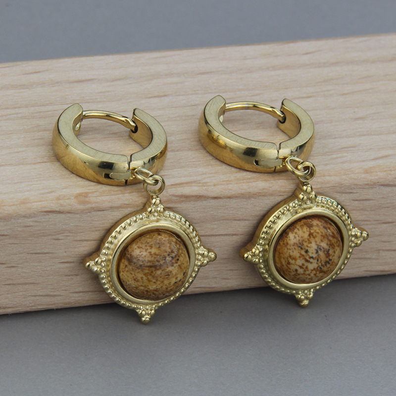 Simple Style Geometric Titanium Steel Pendant Necklace Earrings Artificial Gemstones Stainless Steel