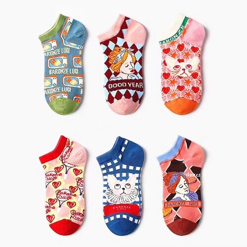 French cat men and women short-cut low-cut ins trendy socks cotton retro college style socks summer literary Japanese boat socks