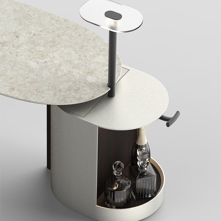 Mesa de té de lujo ligero, sensación moderna de alta gama, hogar de alta gama, familia 2024, nuevo balcón, mesa de té de piedra microcristalina minimalista de estilo italiano