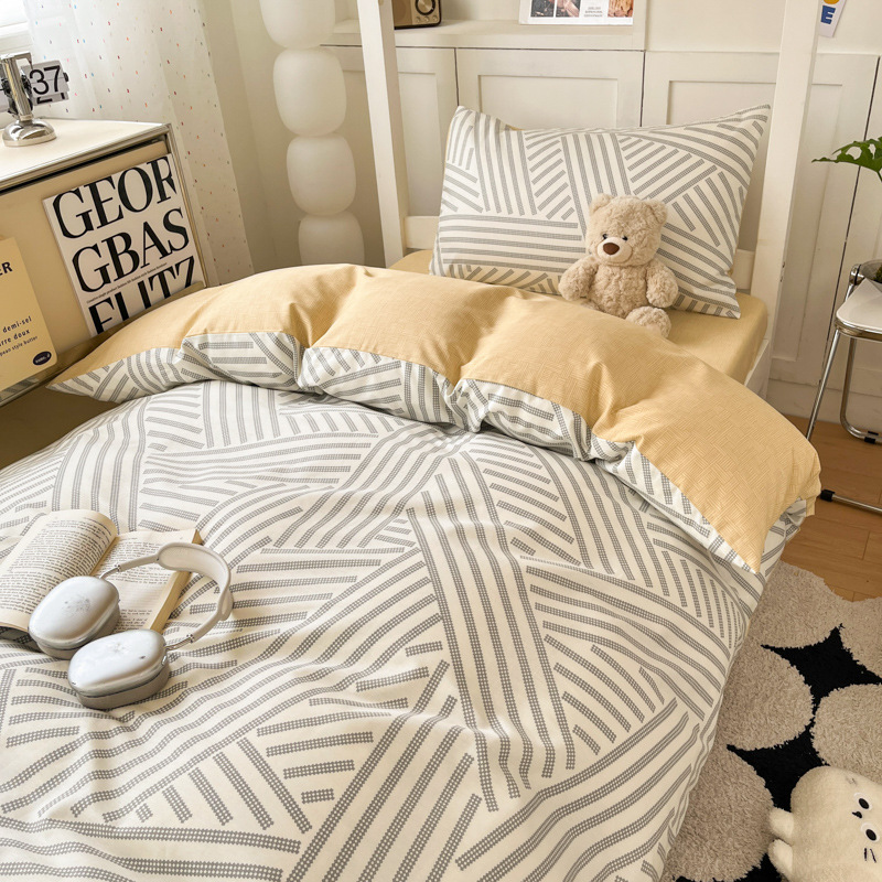 Verano dormitorio de estudiantes cama de algodón de tres piezas de algodón 2025 sábana nueva colcha sábana pequeña ropa de cama fresca