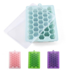 New Silicone Ice Tray Ice Cube Mold with Lid Food-Grade Honeycomb 33-Grid Ice Box DIY Ice Making Tray