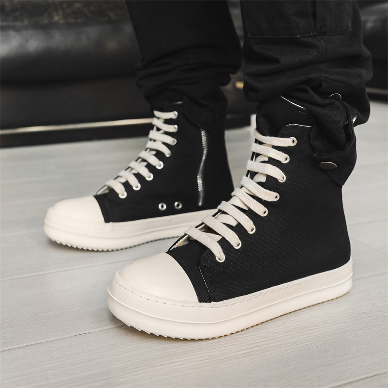 Spring and Autumn Men's High-Top Shoes Thick-Soled Canvas Shoes Zipper Casual Couple Style Cloth Sneakers Trendy Men's Shoes Summer Women's Shoes Spring and Autumn Men's High-Top Shoes Thick-Soled Canvas Shoes Zipper Casual Couple Style Cloth Sneakers Trendy Men's Shoes Summer Women's Shoes