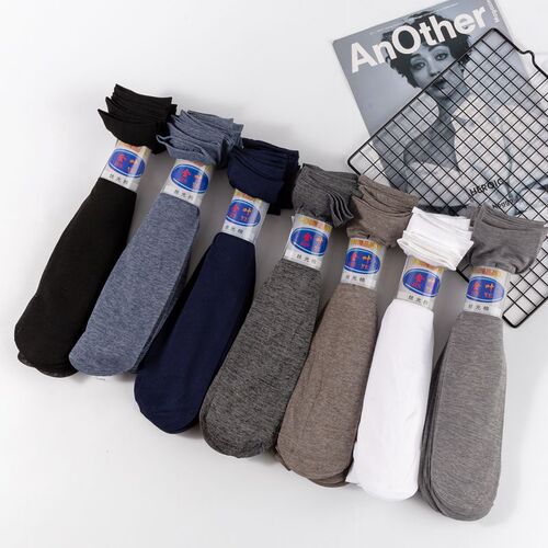 Spring and summer men's business thin stockings mercerized cotton breathable pairs of socks solid color mid-calf men's socks wholesale