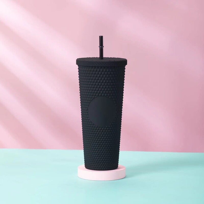 星⭐同タイプのプラスチックカップザクロ蓮カップ卸売り高颜値ストローカップ紙箱付きコップロゴ自慢メッキ|undefined