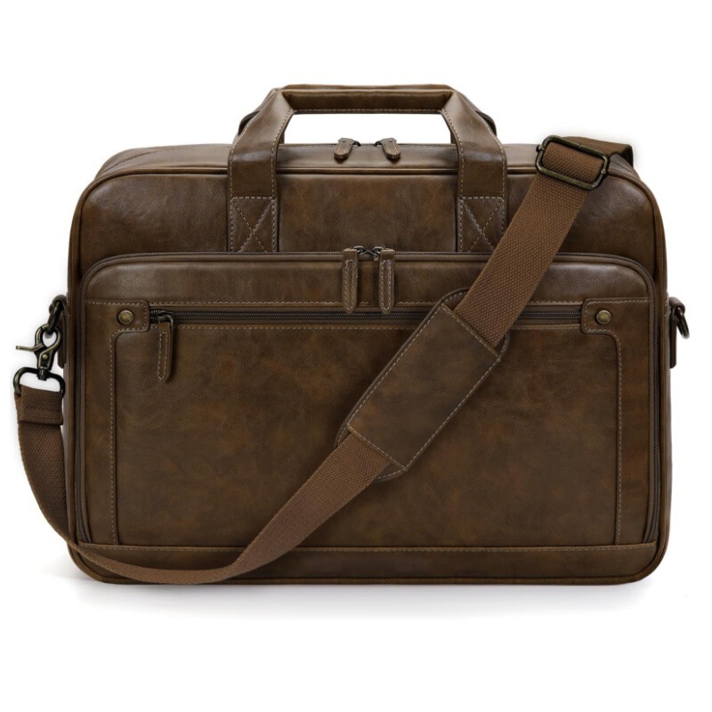 Men's Laptop Bag Leather Briefcase Vintage Messenger Bag Men's Large Crossbody Shoulder Bag