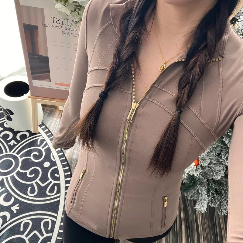 Yoga Gold Zipper Version Women's Yoga Jacket Sports Jacket Fitness Outdoor Long-Sleeved Slim Fit