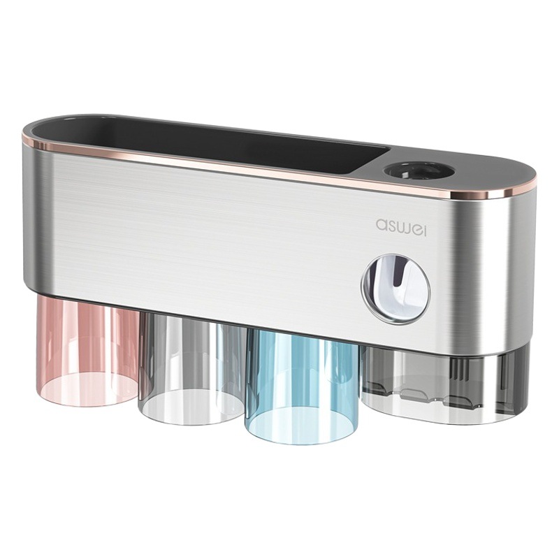 Cepillo de dientes rack sin sacador enjuague bucal Copa cepillo de dientes taza montado en la pared baño montado en la pared estante eléctrico de la familia