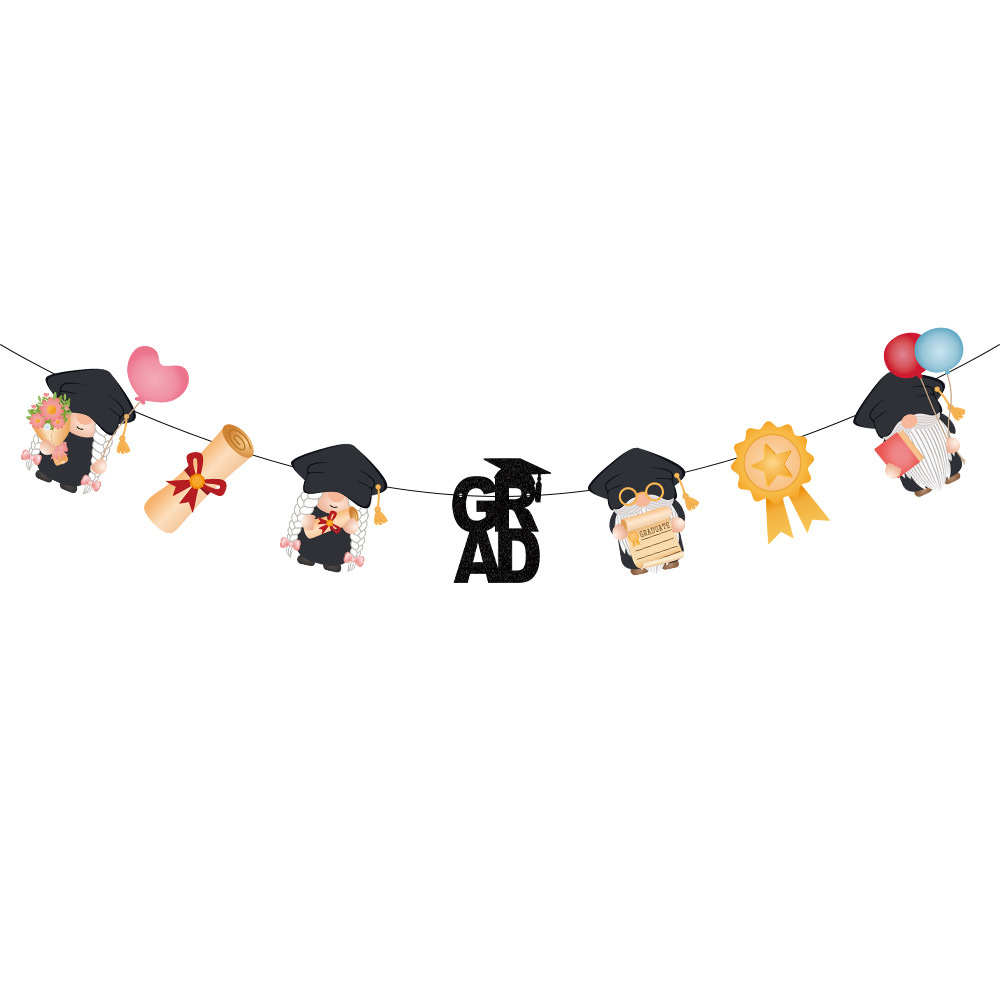 Tema enano transfronterizo temporada de graduación decoración del partido tire bandera pastel tarjeta inserción graduación escena diseño tire flor plug-in