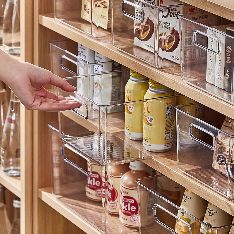 透明収納ボックス キッチンデスクトップスナック収納ボックス 小物雑貨化粧品収納ラック 透明整理ボックス|undefined