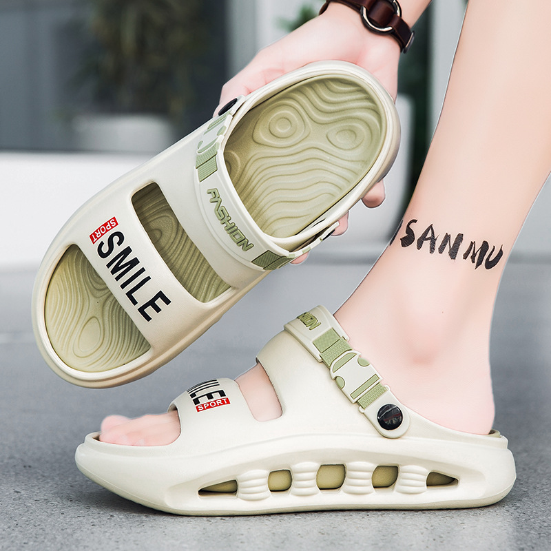 Zapatillas de hombre verano nuevo estilo EVA plataforma antideslizante pisando mierda sandalias de talla grande zapatos deportivos de playa de conducción de dos desgaste