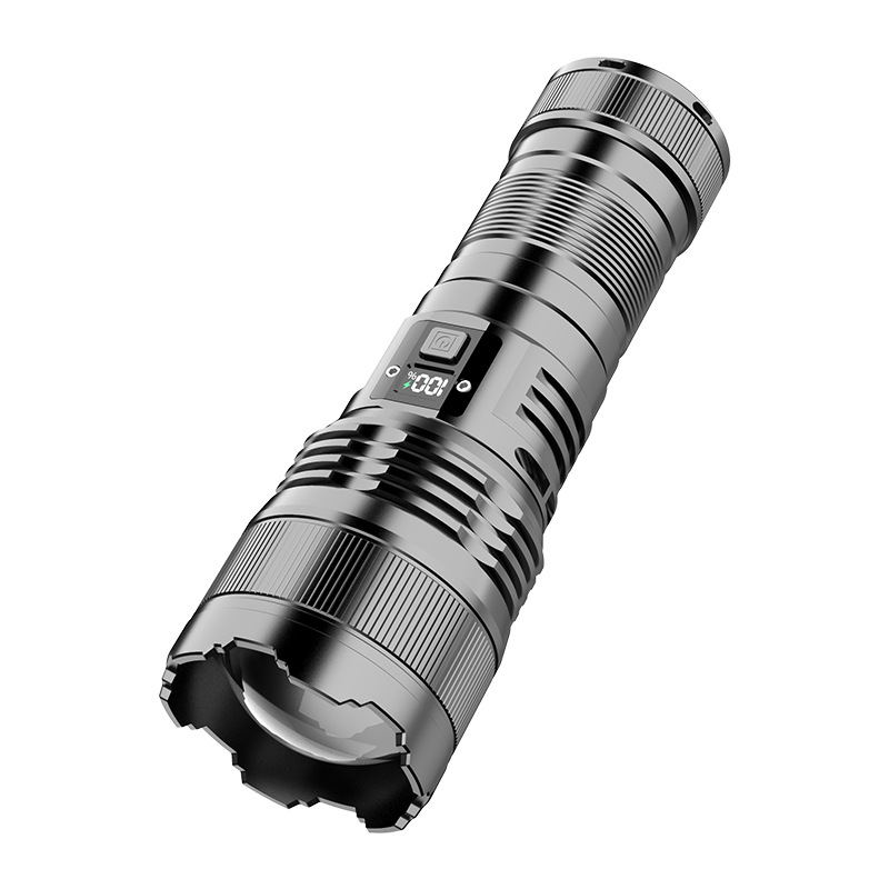 Linterna láser blanca de luz fuerte Tipo-C Cañón perforador de emergencia para exteriores Linterna de aleación de aluminio de largo alcance con zoom telescópico