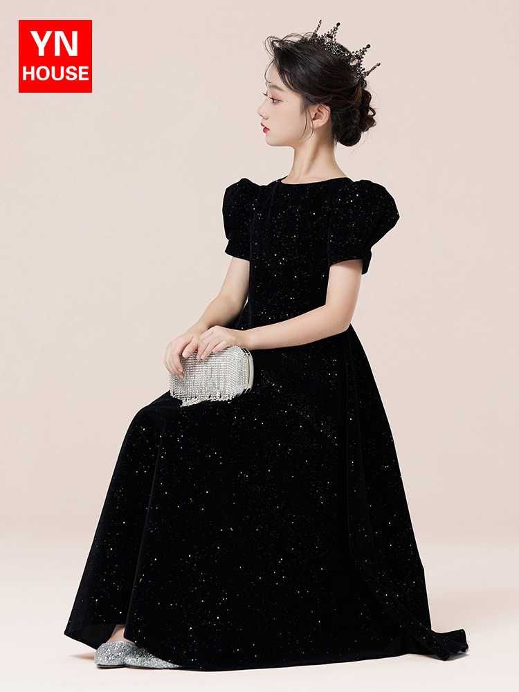 Vestidos para niños, vestidos de princesa para niñas, cumpleaños, pasarelas negras, presentadores de piano, disfraces, vestidos de cumpleaños