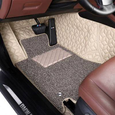 Soft Car Floor Mats Inlaid: Ayaqaltılar (Kovriklər) - beige-rice-brown-silk-circle-pad