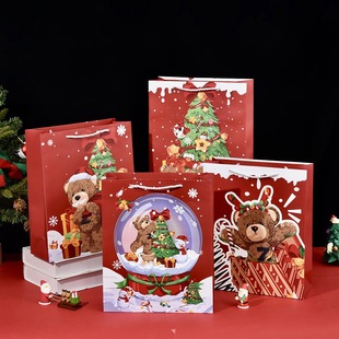 Christmas Gift Bag Creative Cartoon Christmas Bear Handbag Christmas Eve Gift Gift Bag Souvenir Paper Bag