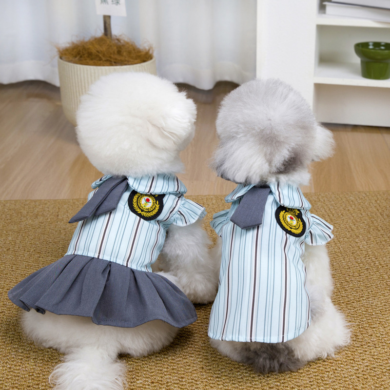 Jk Summer College Style Thin Dog Clothes Shirt Skirt Teddy Panda Cat Pet Small Dog Couple Outfit