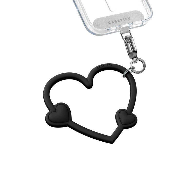 Caset Silicone Heart-Shaped Wristband Keychain Wrist-Style Heart Pendant Accessory Phone Case Hanging Chain Accessory