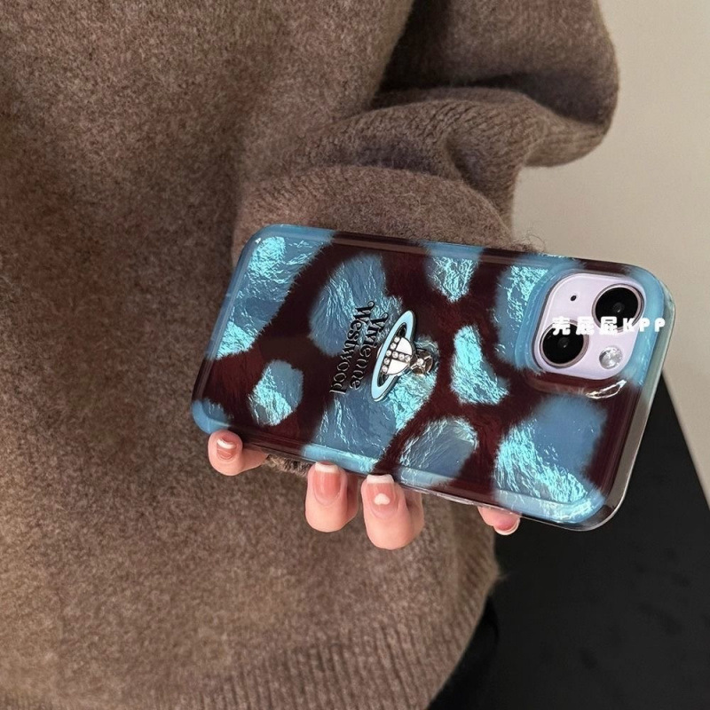 レトロなアンバー ブルー パターン Apple 電話ケース Apple//落下防止女性モデル|undefined