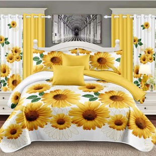 Foreign trade multi-piece bedding wholesale with curtains 12-piece polyester microfiber four-piece cross-border customization
