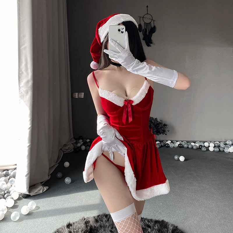 Красное шоу Новогоднее рождественское платье Хэллоуин костюм Косплей Чистая красная фотография бара
