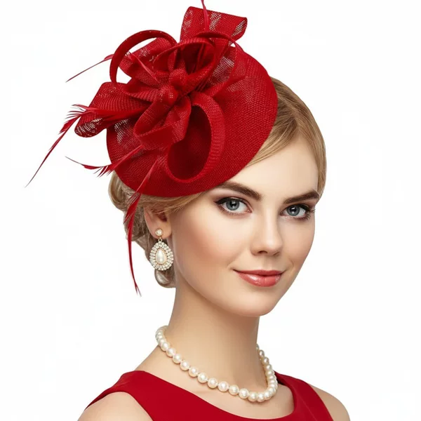 Cross-Border European and American Bridal Wedding Headwear Outdoor Ladies Tea Party Party Feather Hair Accessories Horse Racing Festival Hemp Gauze Headwear