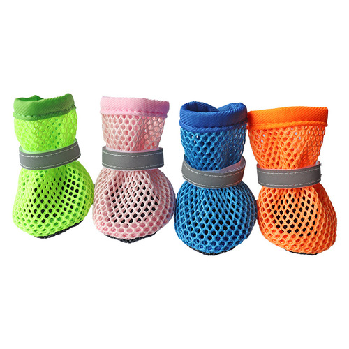 Cross-border pet grid breathable reflective dog shoes anti-slip wear-resistant sole for Bichon Frise Corgi small and medium dogs mesh shoes