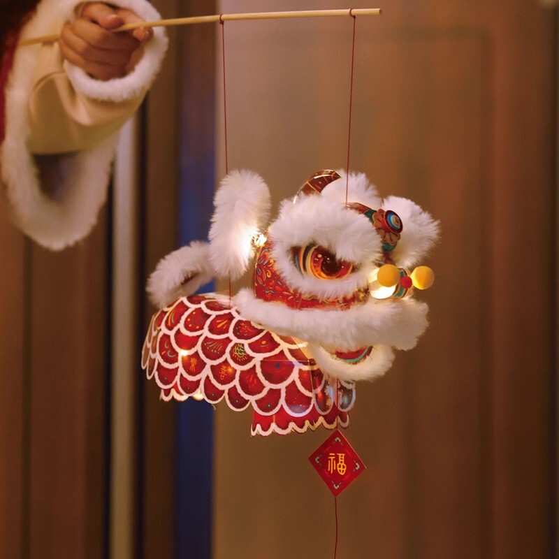 中秋节非遗醒狮灯笼元宵节手工diy材料包幼儿园儿童拍照暖场花灯|undefined