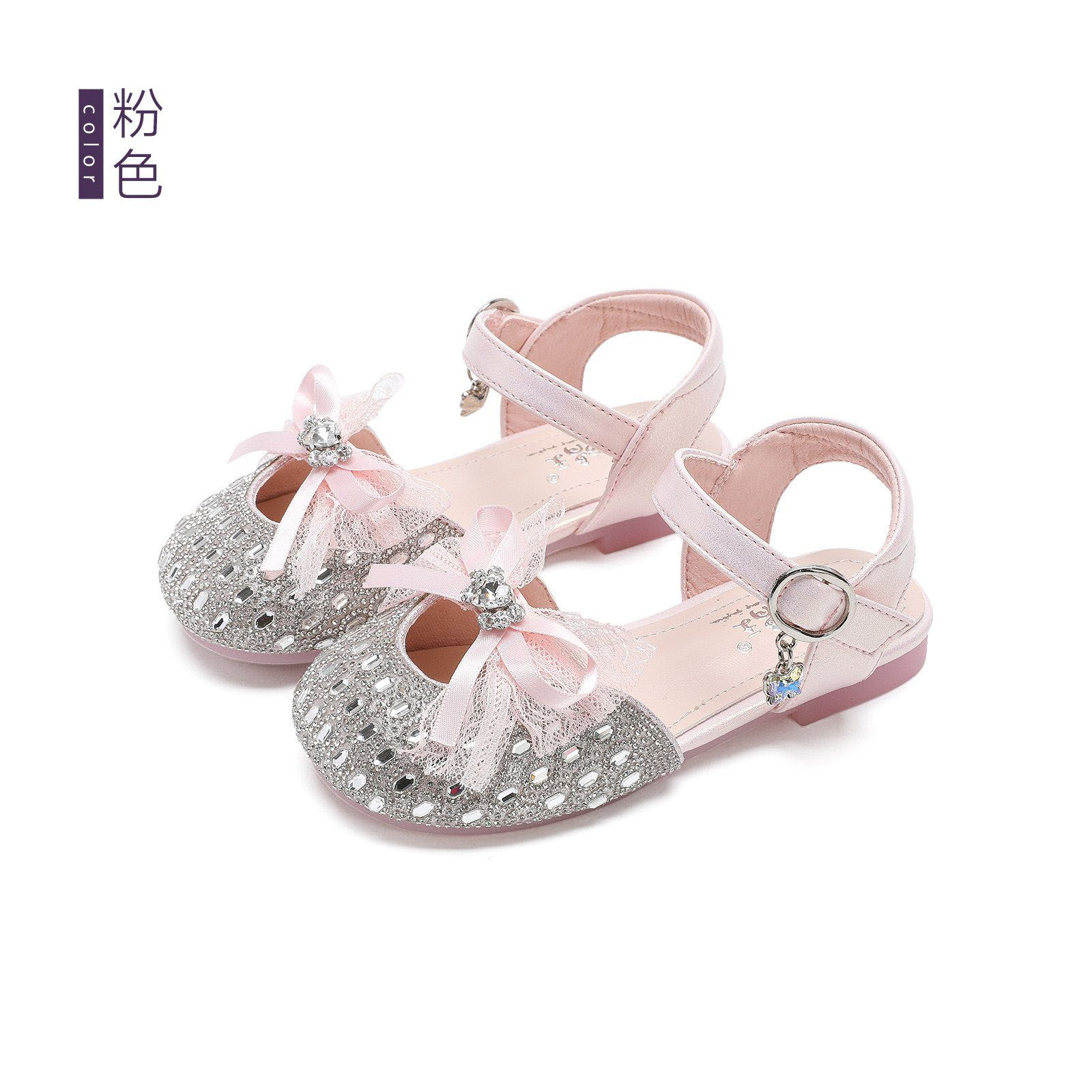 Zapatos casuales de moda para niñas versátiles verano 2026 nuevos zapatos de cristal de diamante de arco para niños zapatos de princesa huecos image 8
