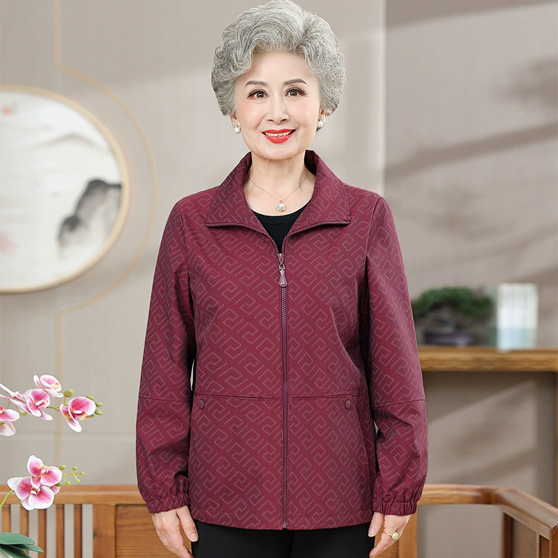 Среднее и старое осеннее платье мама куртка с отворотом свекровь весенний и осенний топ тонкий куртка ветровка модный свободный топ