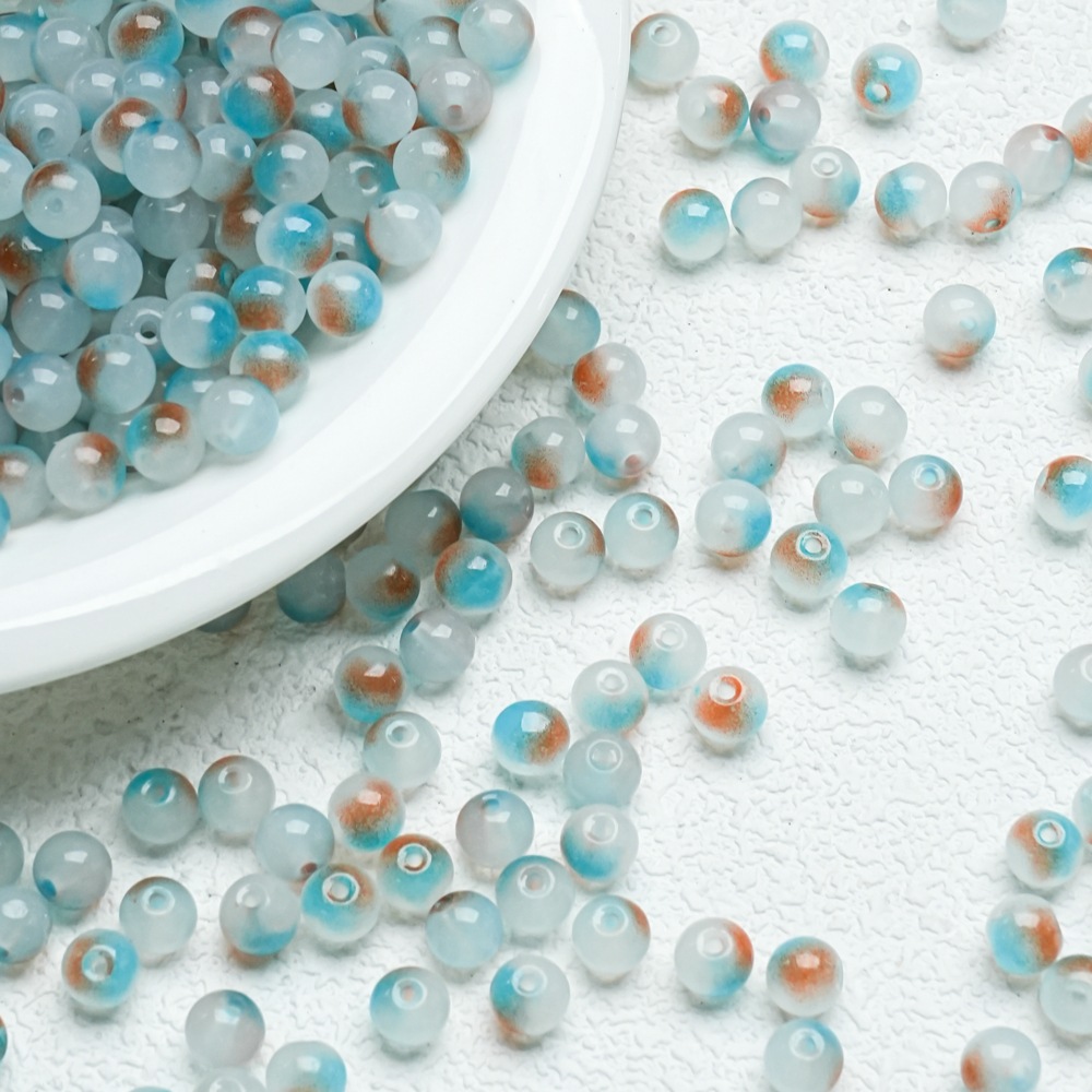 10mm de dos colores de gradiente de perlas de vidrio collar pulsera hecha a mano DIY pulsera cuentas redondas accesorios al por mayor