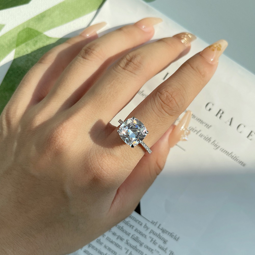 Fashion Square Silver Plating Inlay Rhinestones Rings 1 Piece