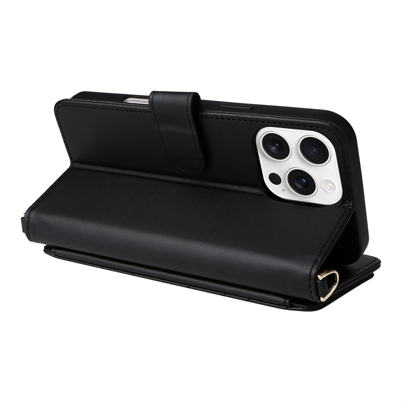 Étui portefeuille en cuir multifonction avec porte-cartes pour iphone 16 pro max_voghion.com