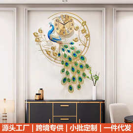 钟表新中式挂钟客厅家用时尚欧式静音创意孔雀装饰时钟挂墙凤凰表