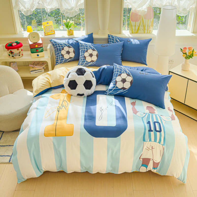Boys 40 cotton four-piece youth basketball sheets children's quilt cover football student dormitory bedding
