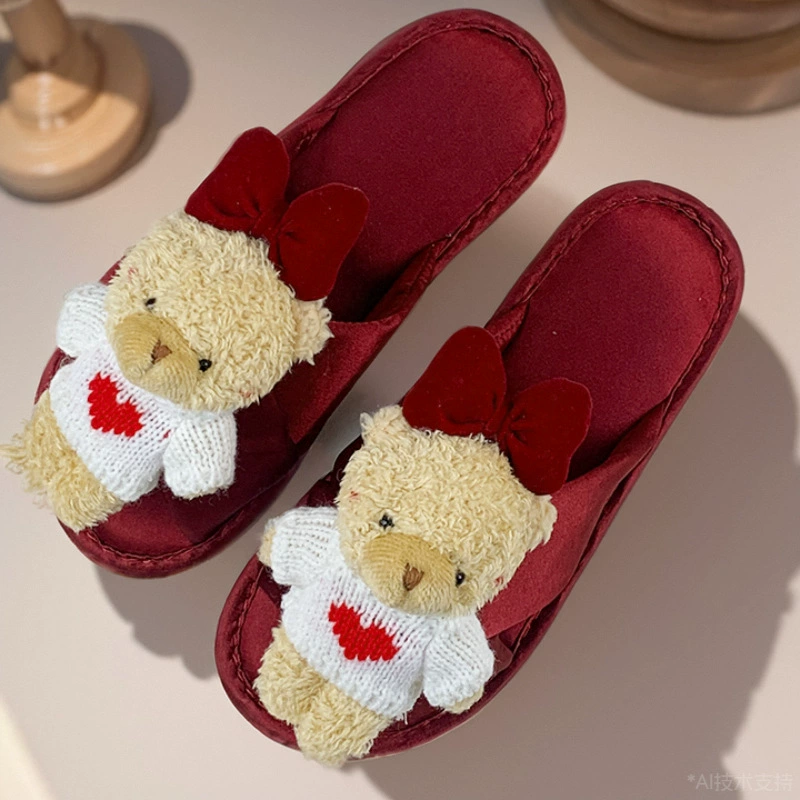 Свадебные тапочки праздничный красный летний пара свадебных приданых пижамы высокого уровня жених свадебные туфли