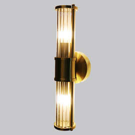 拉丝钛金不锈钢圆透明玻璃管小装饰壁灯非标工程定制酒店客房大厅