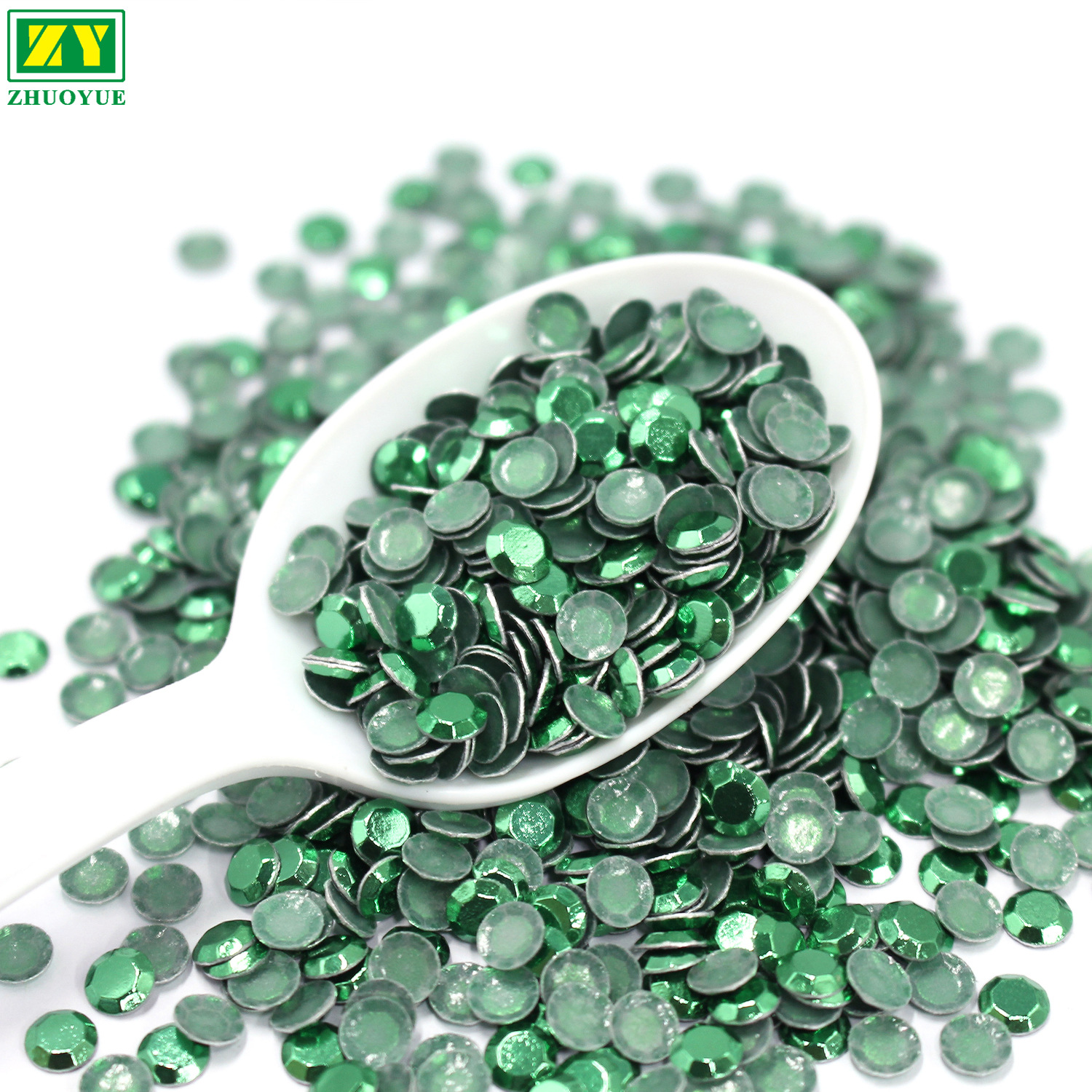 卓越厂家直销跨境专供烫图箱包鞋子PU饰品草绿八角片