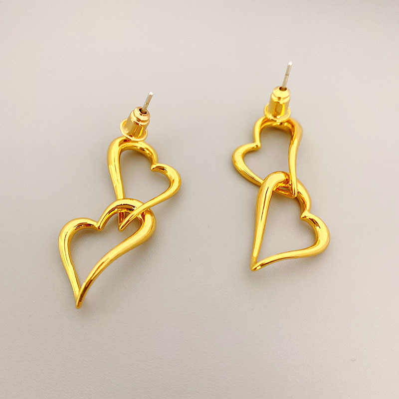 Fashion Heart Shape Copper Plating Drop Earrings 1 Pair