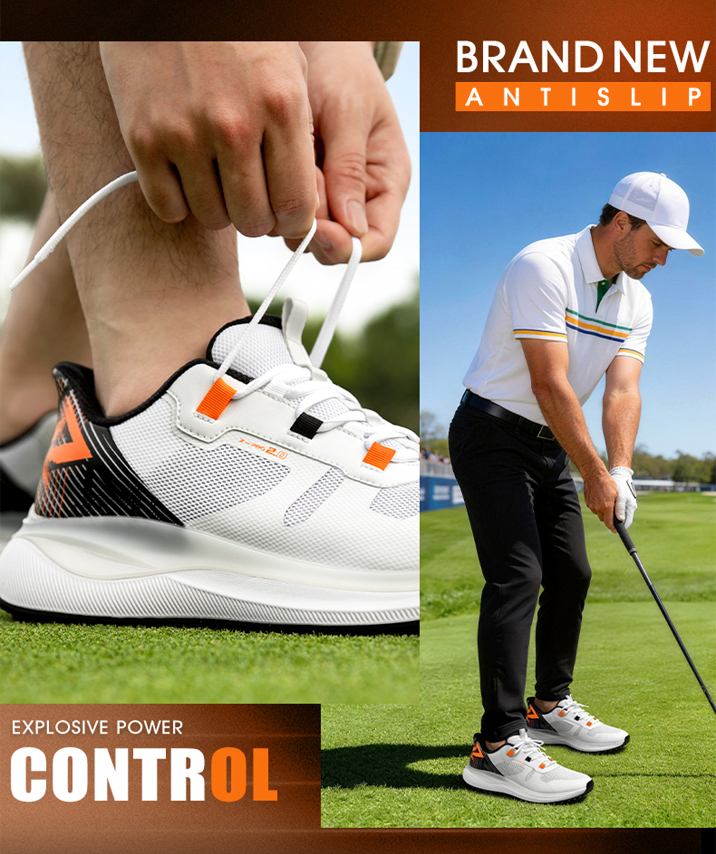 Giày golf nam PGM đế EVA đàn hồi cao, đinh chống trượt, thoáng khí — XZ461-Phong Mang Trắng [Đế giữa EVA đàn hồi cao/Đinh giày chống trượt bên bằng sáng chế/Mặt giày thoáng khí tản nhiệt] XZ461 chi tiết 10