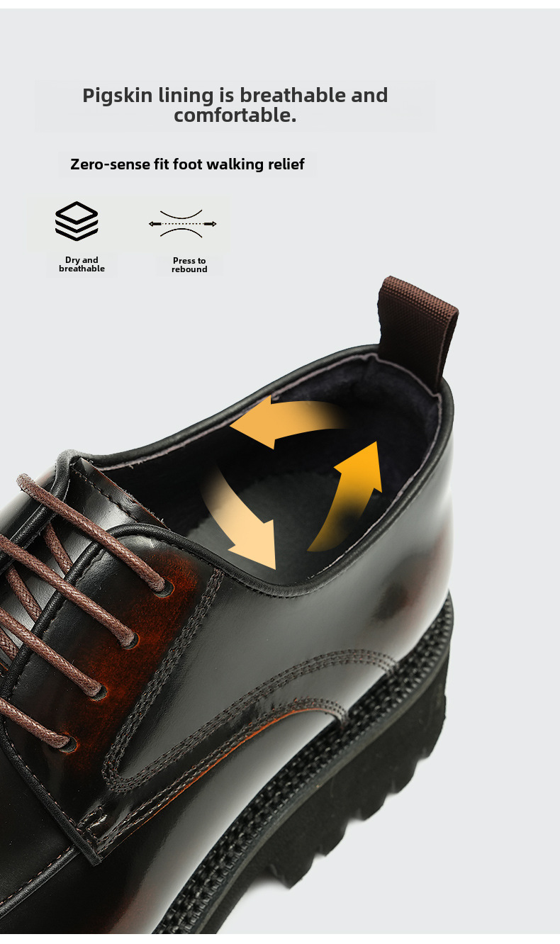 Thick-soled glossy leather shoes men's leather leather square toe British business casual Derby height increasing formal wear men's shoes Guangzhou sh_voghion.com