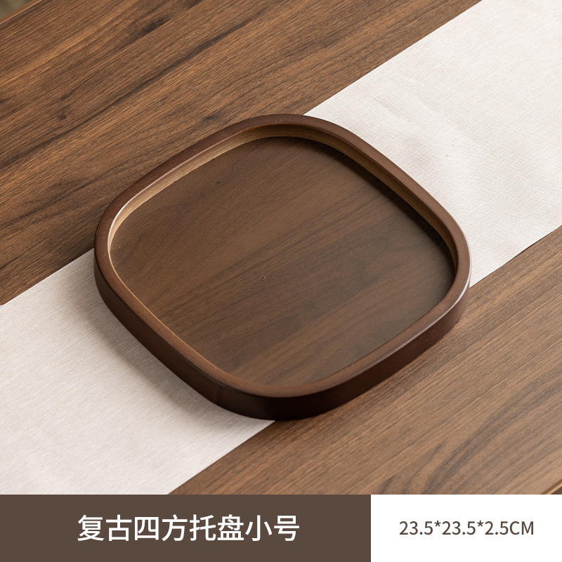 中式高档家用放水杯子竹制方形多功能收纳盘面包蛋糕下午茶餐盘|undefined