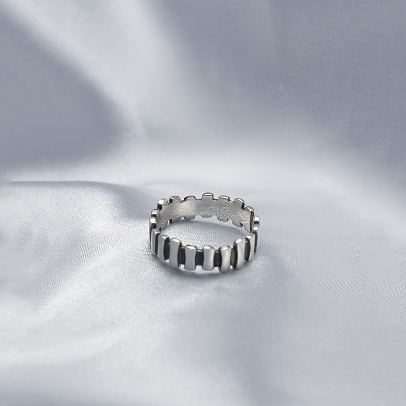 Antique Style Thai Silver Vertical Stripe Adjustable Bracelet_voghion.com
