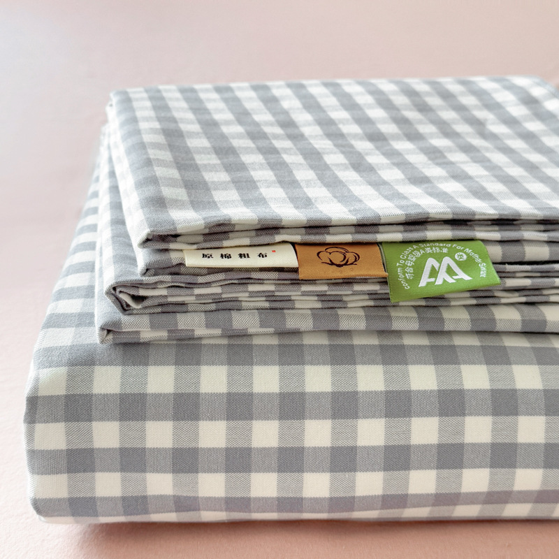 Sábana gruesa de algodón crudo de una sola pieza, juego de tres piezas de sábana individual y funda de almohada de algodón original para dormitorio de estudiantes de verano, nuevo modelo 2025.