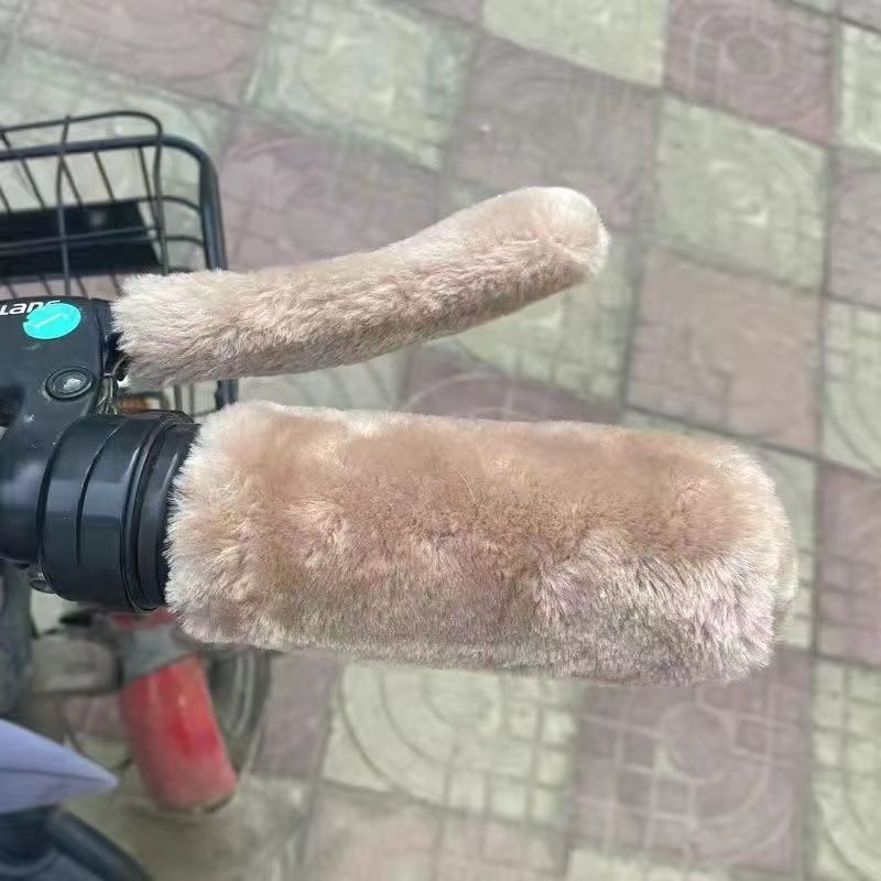 [for Warmth] New Electric Vehicle Plush Handlebar Gloves, Universal Anti-Slip and Cold-Proof Electric Vehicle Bicycle Handlebar Covers
